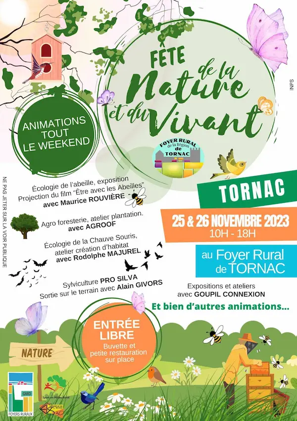 affiche fête de la nature et du vivant à Tornac 2023