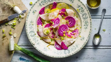 Carpaccio de poisson et betterave