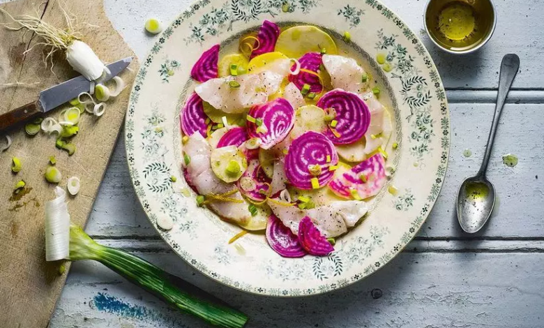 Carpaccio de poisson et betterave