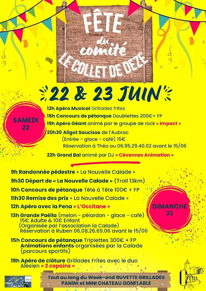 22-23 juin FETE DU COMITE collet de deze